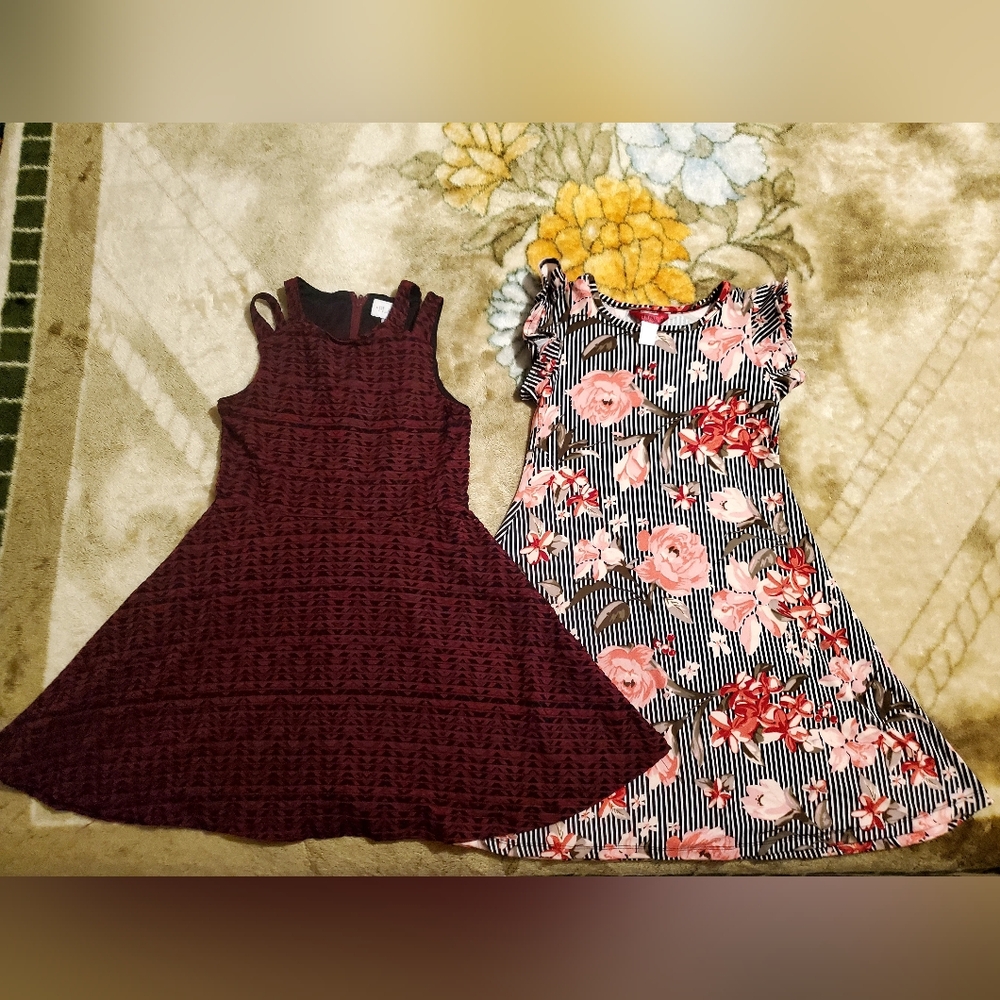 Floral and Burgundy Kids Dress Set